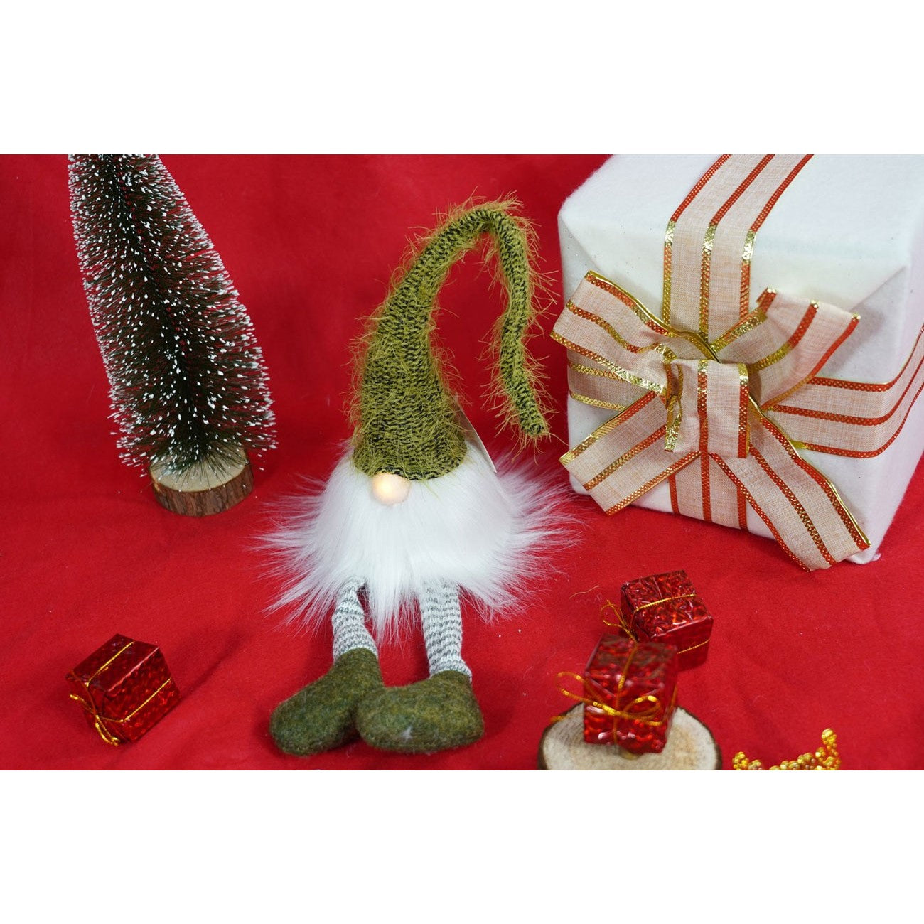 Ornament de Craciun spiridus, Kadeny, verde/alb, textil, 52 cm