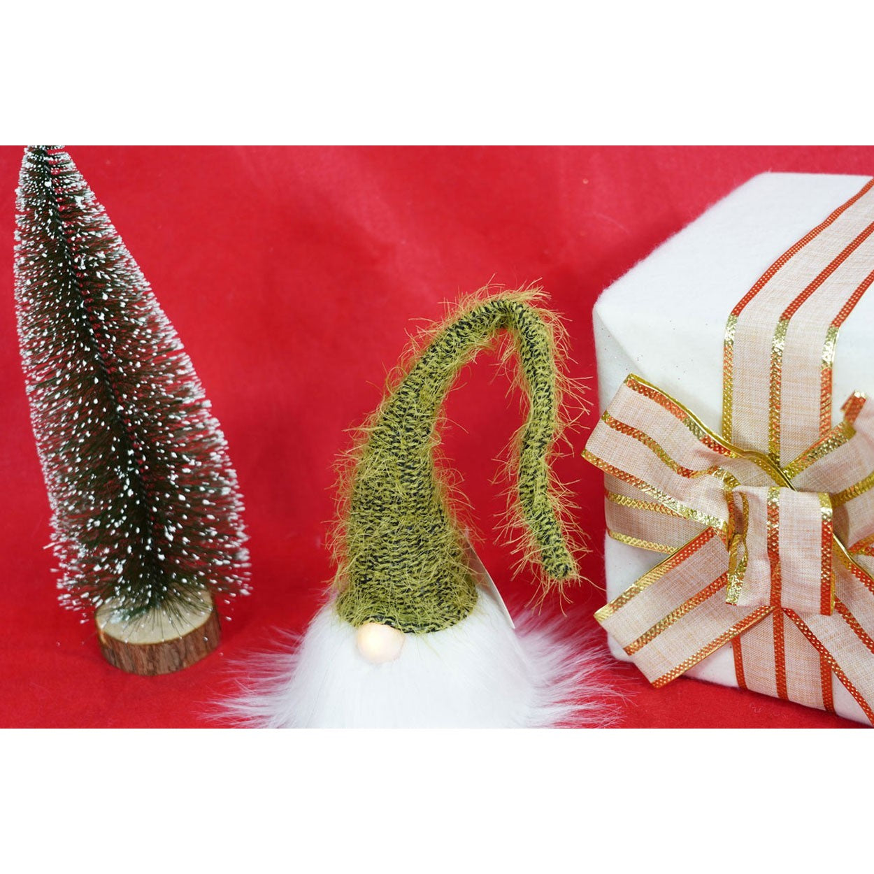 Ornament de Craciun spiridus, Kadeny, verde/alb, textil, 52 cm