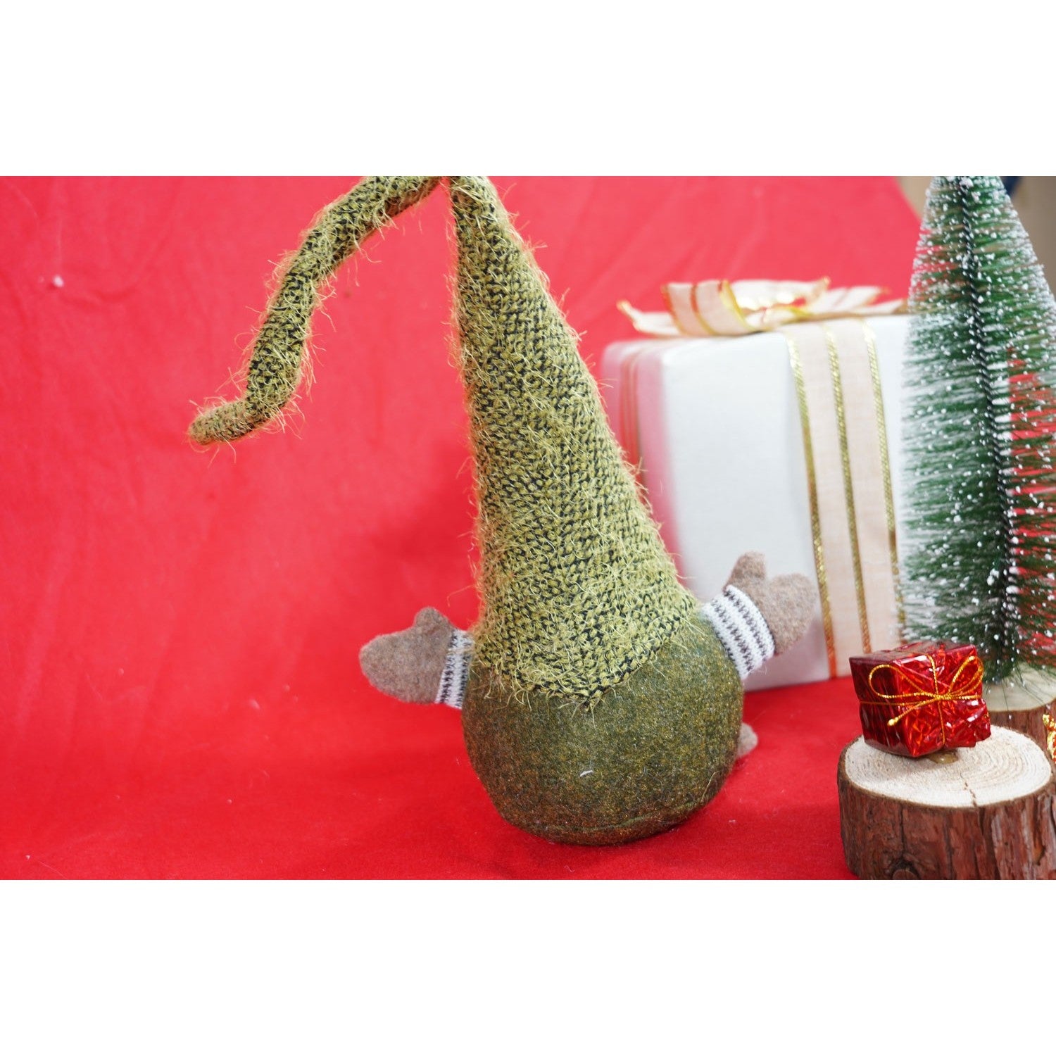 Ornament de Craciun spiridus, Kadeny, verde/maro, textil, 56 cm