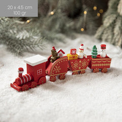 Ornament Decoratiune de Craciun Tren Pictat, Kadeny, Tip Ornament Jucarie de Decor pentru Craciun, din Lemn 20 cm, Tren Figurina de Craciun, Rosu
