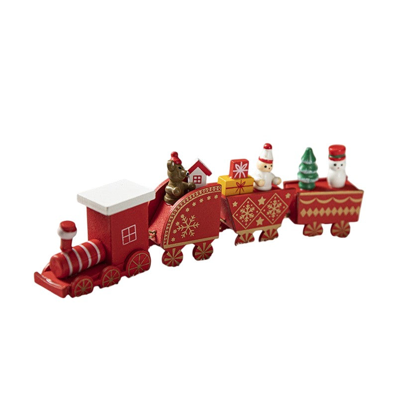 Ornament Decoratiune de Craciun Tren Pictat, Kadeny, Tip Ornament Jucarie de Decor pentru Craciun, din Lemn 20 cm, Tren Figurina de Craciun, Rosu