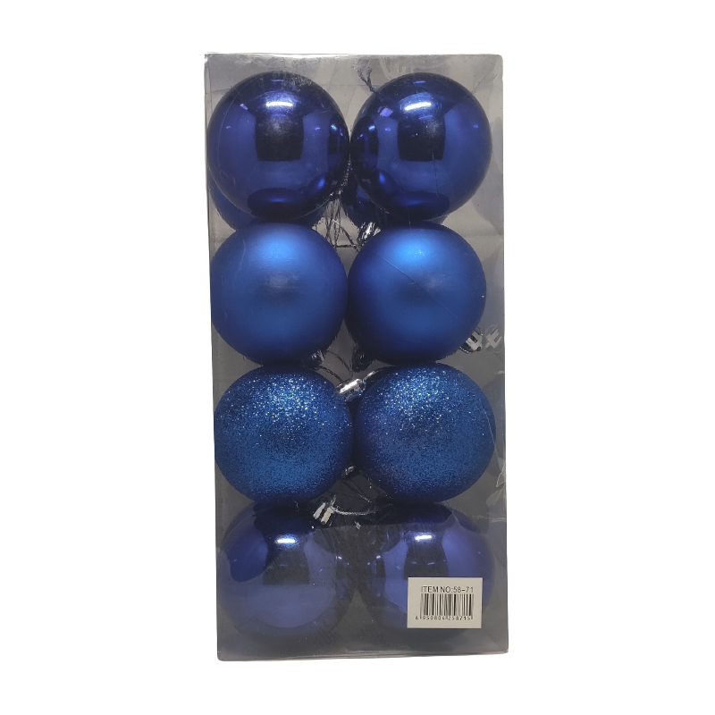 Globuri brad Craciun, albastru, 55-60mm, set 16 buc