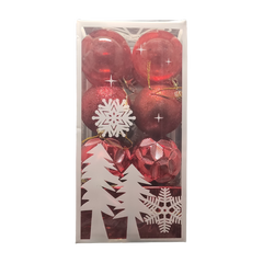 Globuri brad Craciun, rosu sidefat, 55-60mm, set 12 buc