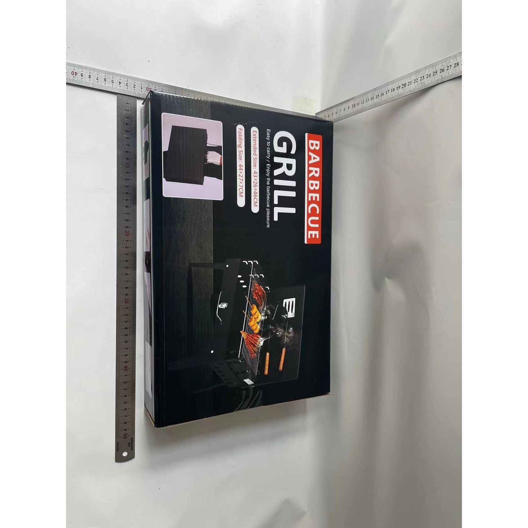 Gratar Portabil, Kadeny, Pliabil, Tip Servieta, cu Accesorii pentru Gatit Incluse, Confectionat din Metal, 46x43x26 cm, Negru