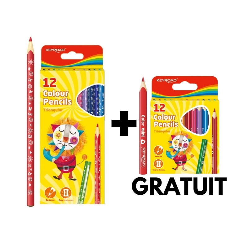Pachet PROMO - Creioane colorate Keyroad KR971273, 12 culori + Creioane colorate Keyroad KR971285, 12 culori gratuit
