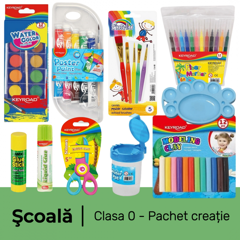 Pachet rechizite scoala clasa 0, PACHET CREATIE, fata/baiat, 10 piese