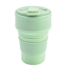 Pahar pliabil din silicon Kaveny, pentru calatorii, camping, 350 ml,  8.2x6.3x9.1 cm, verde