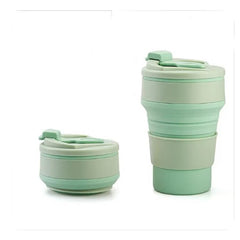 Pahar pliabil din silicon Kaveny, pentru calatorii, camping, 500 ml, verde