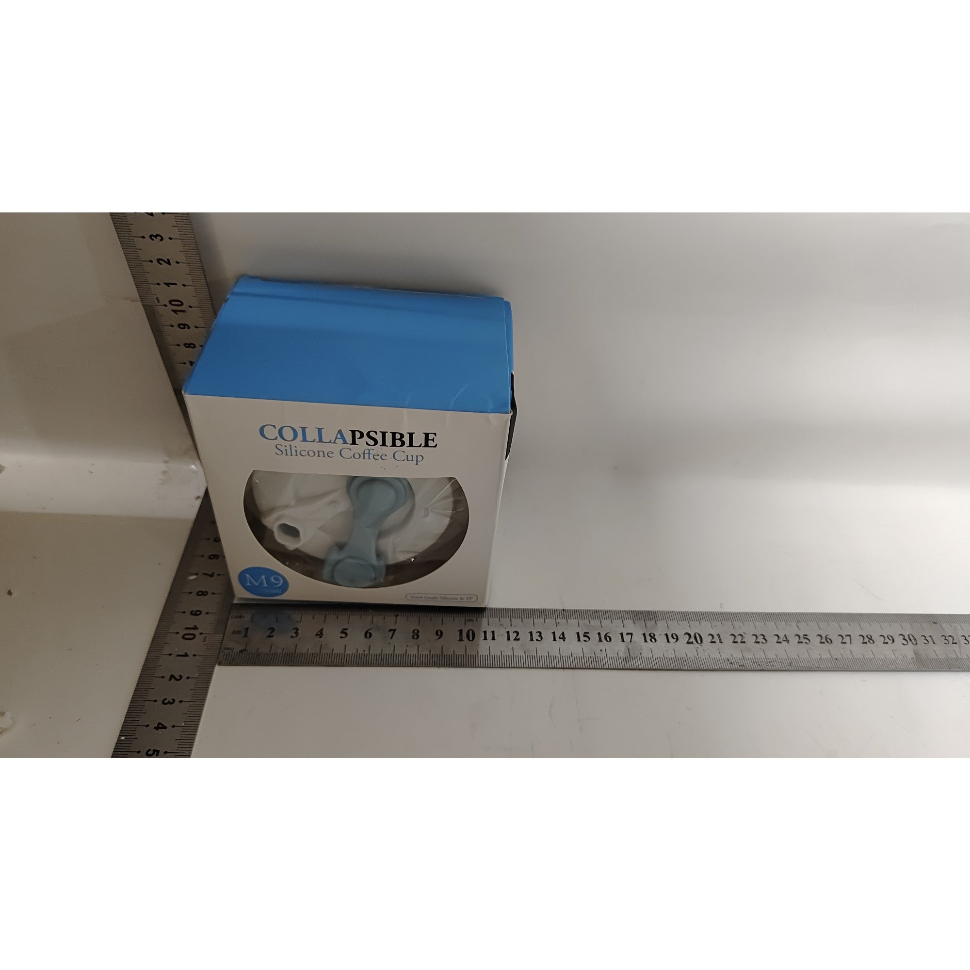 Pahar pliabil din silicon Kaveny, pentru calatorii, camping, 750 ml, pai inclus, 11.6 x 19.3 cm, albastru