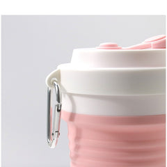 Pahar pliabil din silicon Kaveny, pentru calatorii, camping, 750 ml, pai inclus, 11.6 x 19.3 cm, roz