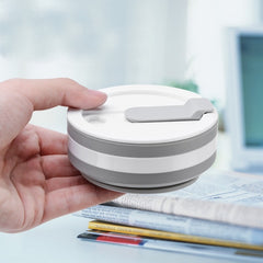 Pahar pliabil din silicon Kaveny, prentru calatorii, 350 ml, pai inclus, 9 x 9.2 cm, gri