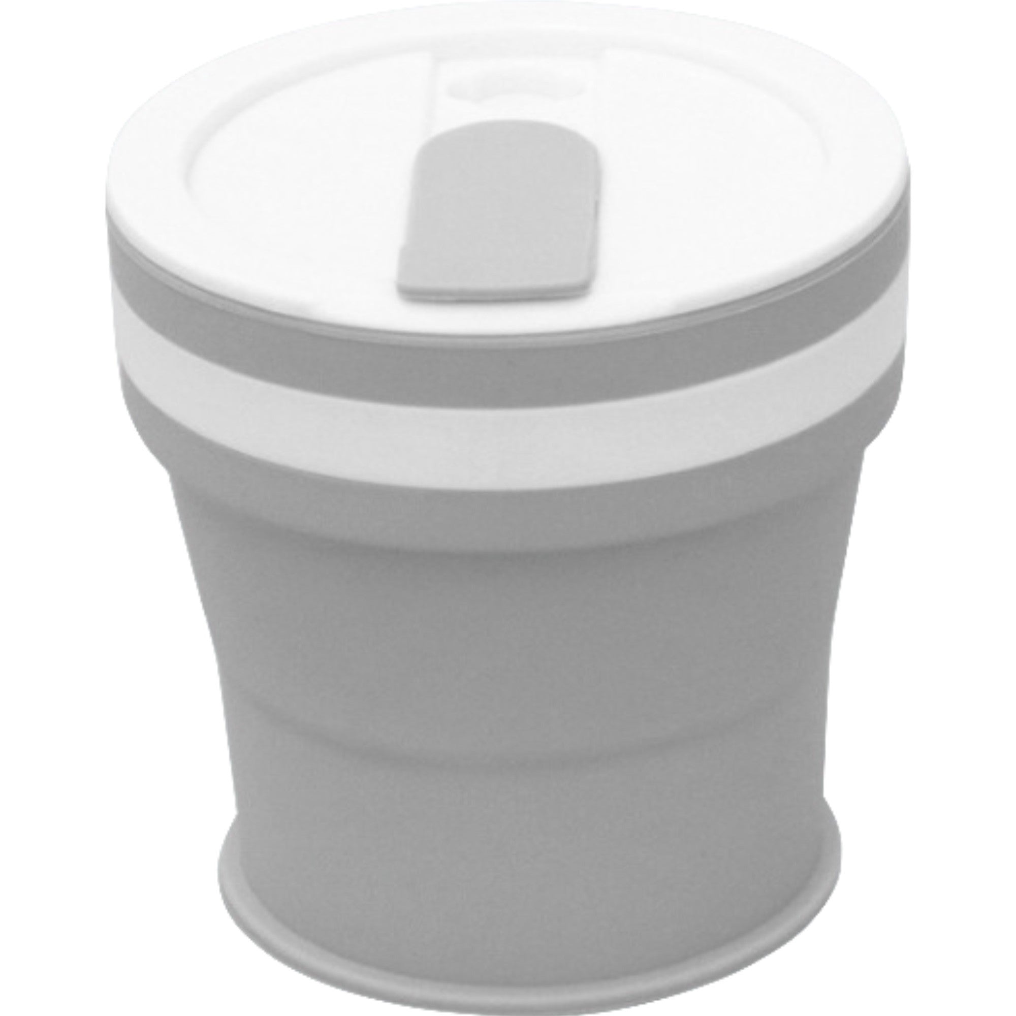 Pahar pliabil din silicon Kaveny, prentru calatorii, 350 ml, pai inclus, 9 x 9.2 cm, gri