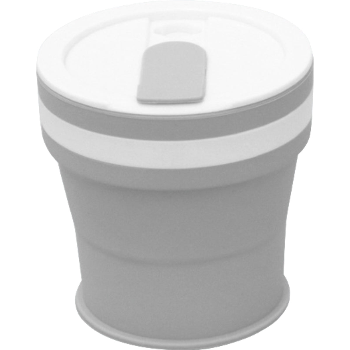 Pahar pliabil din silicon Kaveny, prentru calatorii, 350 ml, pai inclus, 9 x 9.2 cm, gri