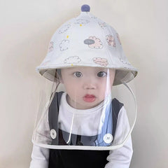 Palarie de Protectie pentru Bebelusi, Kaveny, Model cu Norisori Roz, Pescareasca, de Primavara si Toamna, cu Masca si Fermoar, 48 cm, pentru 6-12 Luni, Roz