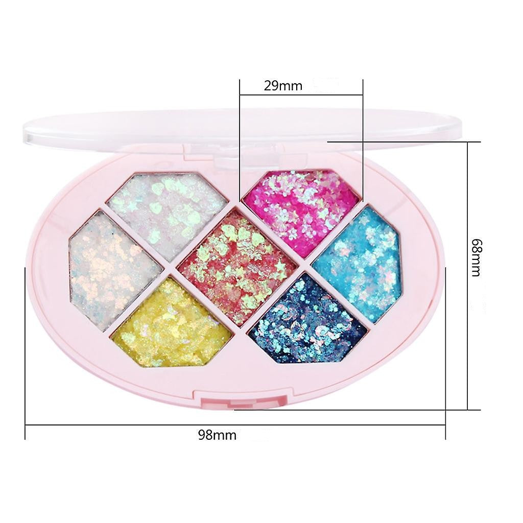 Paleta cu Glitter, Kaveny, Varianta 1, 7 Nuante, Pentru Corp si Par, 50 g, Rezistent la Apa, 9.8 x 6.8 cm, Multicolor