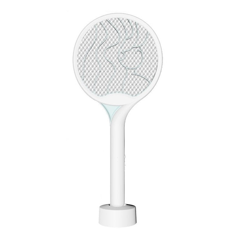 Paleta Electrica pentru Tantari, Muste si Tantari 2in1, Kadeny, Reincarcabila, Incarcare USB, 2600V, Plastic, Casa si Gradina, Anti-insecte, Stand, 23x51 cm, Alb