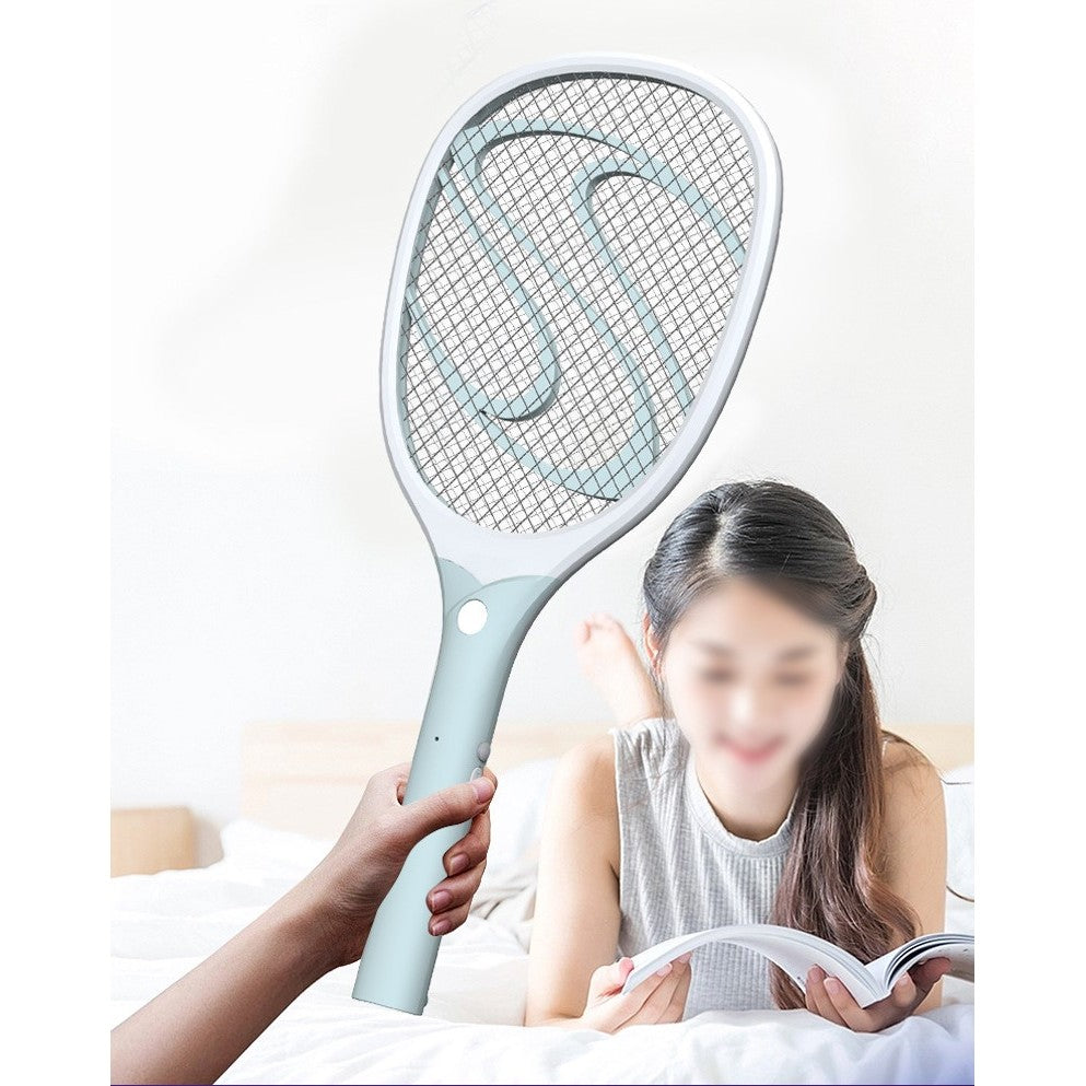 Paleta Electrica pentru Tantari, Muste sau Insecte LED, Kadeny, Reincarcabila, Incarcare USB, Plastic, Casa si Gradina, Anti-insecte, Alb-Albastru