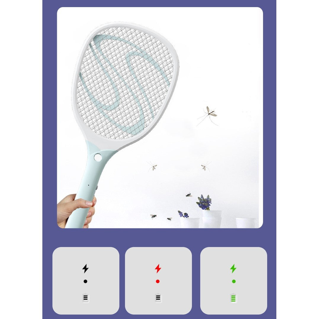 Paleta Electrica pentru Tantari, Muste sau Insecte LED, Kadeny, Reincarcabila, Incarcare USB, Plastic, Casa si Gradina, Anti-insecte, Alb-Albastru