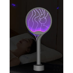 Paleta Electrica pentru Tantari, Muste si Tantari 2in1, Kadeny, Reincarcabila, Incarcare USB, 2600V, Plastic, Casa si Gradina, Anti-insecte, Stand, 23x51 cm, Gri