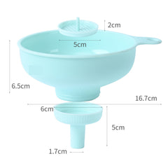 Palnie din plastic 3 in 1 Kaveny, doua dimensiuni de scurgere, cu filet si filtru, diametru scurgere 5.4 cm, 11.5 x 16.7 cm, albastru