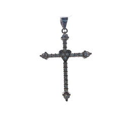 Pandantiv Argint 925 Cruce Mare cu Pietre si Inima, 2.24 g