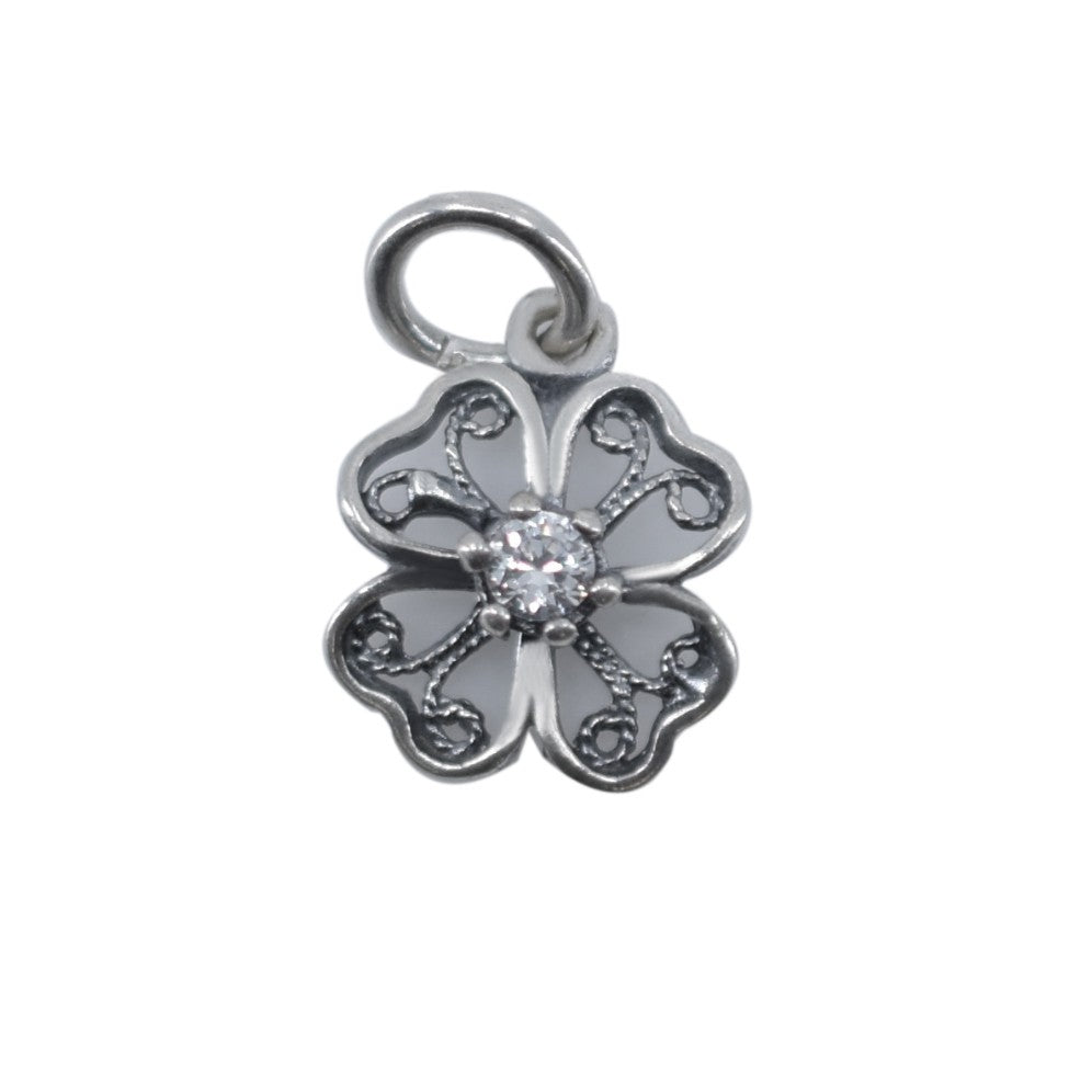 Pandantiv din Argint 925 Trifoi Filigran cu Piatra,0.98 g
