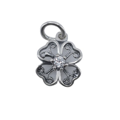 Pandantiv din Argint 925 Trifoi Filigran cu Piatra,0.98 g