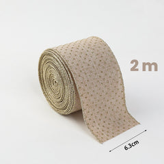 Panglica de Craciun pentru Decor Brad, Kadeny, Panglica Decorativa de Craciun pentru Funde, Imprimeu Puncte Aurii, 200 x 6.3 m, Khaki