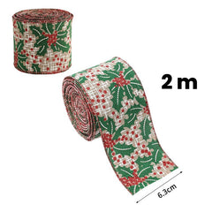 Panglica Decorativa pentru Craciun, Kadeny, Ornament pentru Brad de Craciun, Pretreceri, Panglica cu Design Brad de Craciun, 200 x 6.3 cm, Khaki 