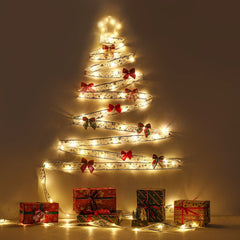 Panglica LED de Craciun Kaveny Aurie, lungime 1 m , 10 LED-uri, Baterii, Alb cald