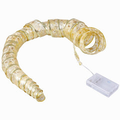 Panglica LED de Craciun Kaveny Aurie, lungime 1 m , 10 LED-uri, Baterii, Alb cald