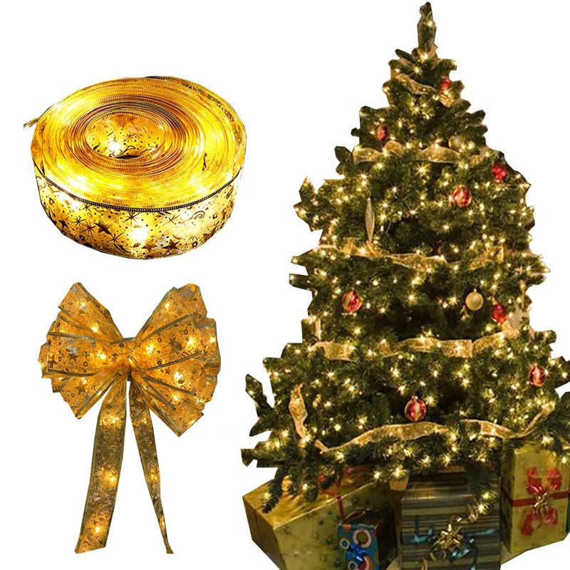 Panglica LED de Craciun Kadeny Aurie, lungime 10 m , 100 LED-uri, Baterii, Alb cald