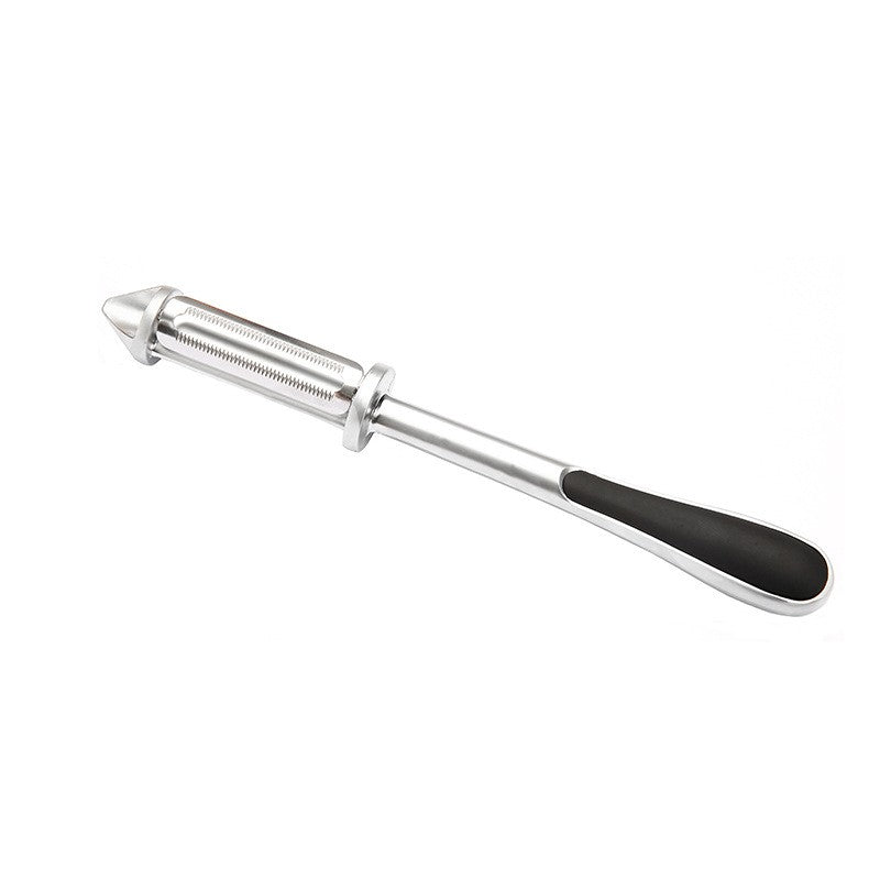 Peeler 2in1 pentru Legume si Fructe, Kadeny, Multifunctional, cu 2 Lame de Curatati si Feliat, Varf Ascutit pentru Gaurit, 18 cm, din Otel Inoxidabil, Argintiu/Negru