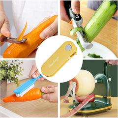 Peeler pentru Legume si Fructe, Kadeny, 3.6 x 9.1 cm, Multifunctional, Curatator Pliabil, din ABS si Otel Inoxidabil, Galben
