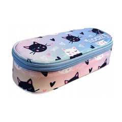 Penar neechipat St.Majewski Happy Cats, 1 fermoar, roz cu bleu