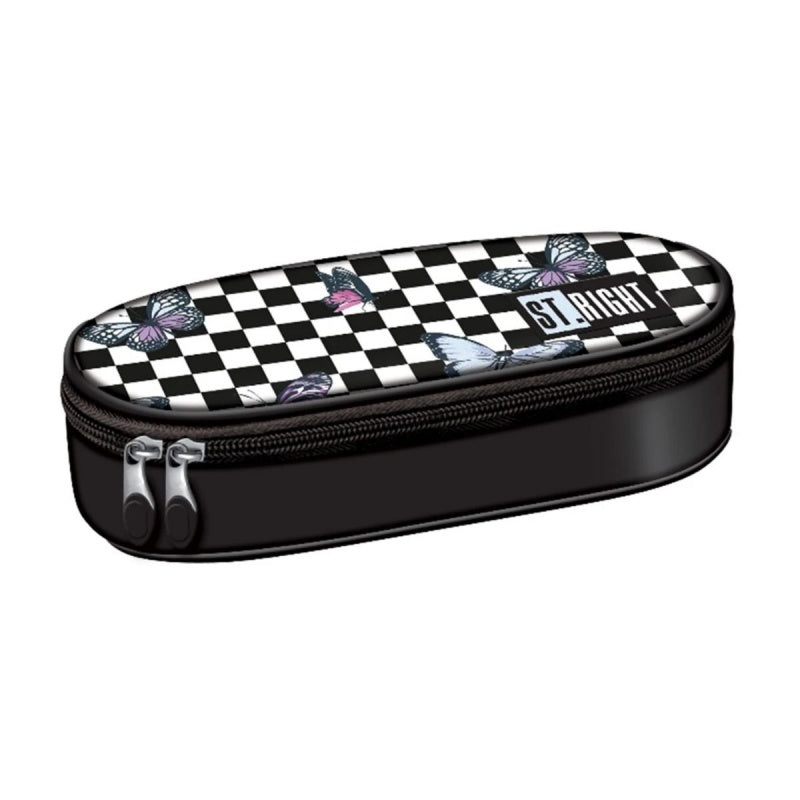 Penar neechipat St.Majewski St.Right Chessboard Butterflies, 1 fermoar, 1 extensie, negru cu alb