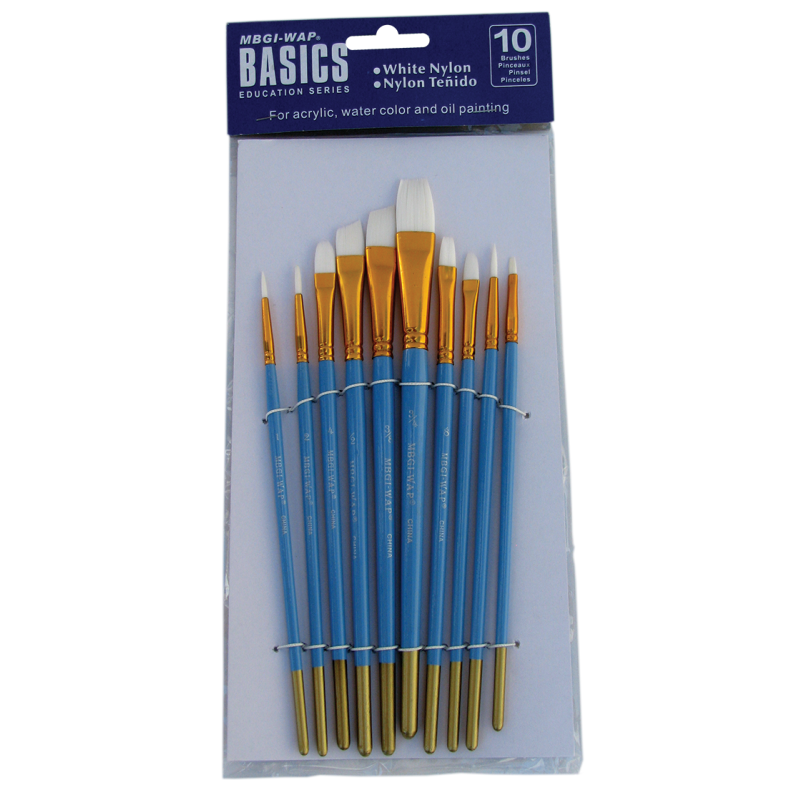 Pensula Magi-Wap BREA1013K, varf nylon rotund, lat, lat oblic, pictura cu ulei/culori acrilice/acuarele, set 10 buc