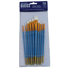 Pensula Magi-Wap BREA1013K, varf nylon rotund, lat, lat oblic, pictura cu ulei/culori acrilice/acuarele, set 10 buc