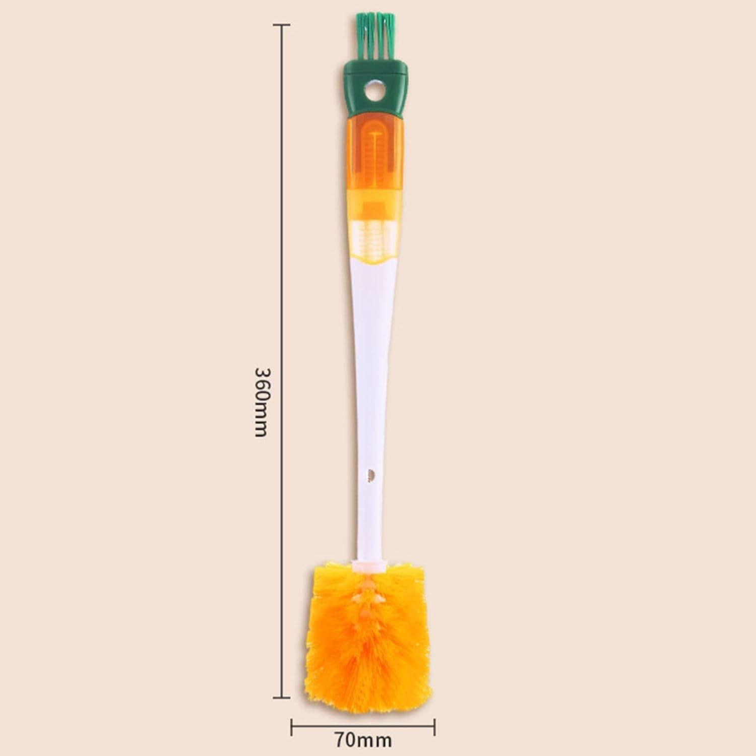 Perie 5 in 1 de Curatat Pahare, Cani, Sticle, Kadeny, cu Maner Lung, Accesorii pentru Spalarea Paielor si Capacelor, Usor de Agatat, 36x7x7cm, Portocaliu-Alb