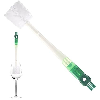 Perie 5 in 1 de Curatat Pahare, Cani, Sticle, Kadeny, cu Maner Lung, Accesorii pentru Spalarea Paielor si Capacelor, Usor de Agatat, 36x7x7cm, Verde-Alb