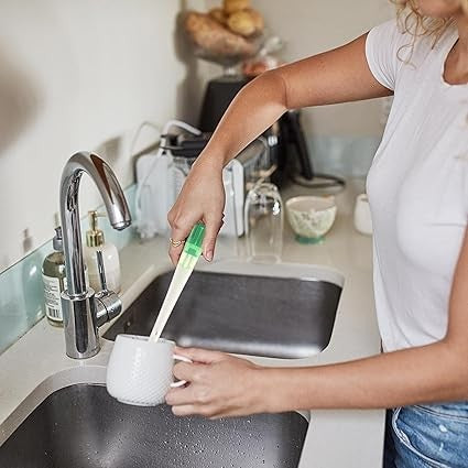 Perie 5 in 1 de Curatat Pahare, Cani, Sticle, Kadeny, cu Maner Lung, Accesorii pentru Spalarea Paielor si Capacelor, Usor de Agatat, 36x7x7cm, Verde-Alb