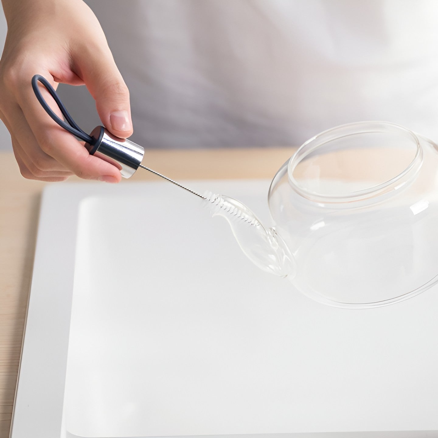 Perie de Curatat Pahare, Sticle, Biberoane, Kadeny, cu Maner Lung, Uz Casnic, Silicon, Ergonomic, 3.9x5.4x38.5cm, Rosu