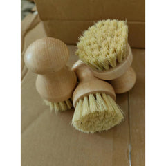 Perie de Curatat Vase si Alimente, Kadeny, din Lemn de Bambus, 8 x 5 cm, Perie din Sisal, Maro