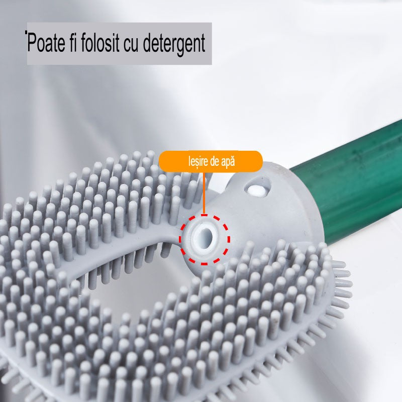 Perie de Toaleta, Kadeny, cu Recipient pentru Detergent, din Plastic+TPR, Montare fara Perforare, 40 x 9 cm, Verde