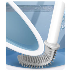 Perie de Toaleta, Kadeny, cu Recipient pentru Lichid, perie din TPR, Montare fara Perfoare, 12 x 6.5 x 40 cm, Gri