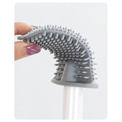 Perie de Toaleta, Kadeny, cu Recipient pentru Lichid, perie din TPR, Montare fara Perfoare, 12 x 6.5 x 40 cm, Gri