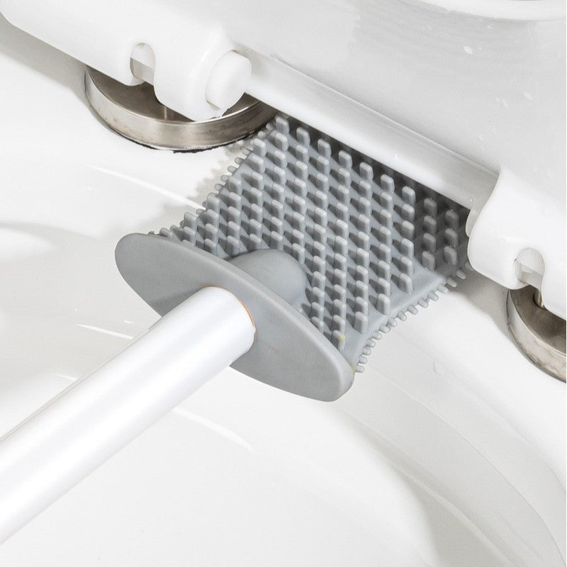 Perie de Toaleta, Kadeny, cu Recipient pentru Lichid, perie din TPR, Montare fara Perfoare, 12 x 6.5 x 40 cm, Gri