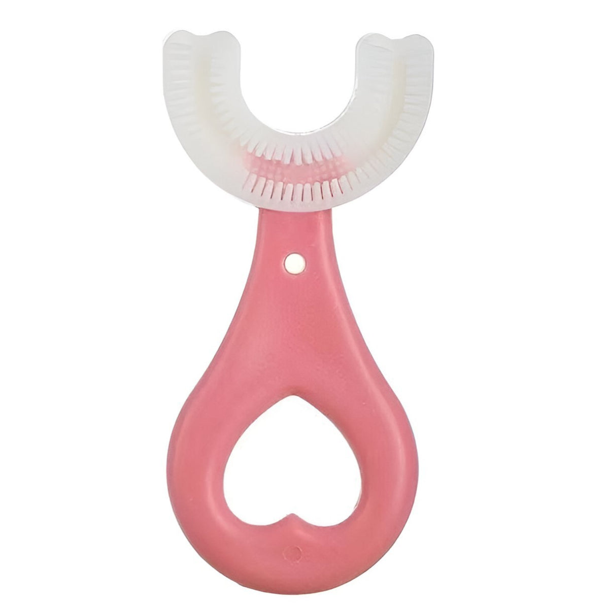 Periuta de Dinti in Forma de U, Kadeny, pentru Sugari si Copii 2-6 ani, Peri Moi, 9 cm, Model Inima, Culoare Roz