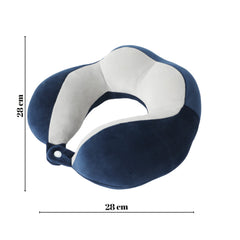 Perna de Voiaj Kaveny, Pentru Gat, din Bumbac, 4 Cocoase Pentru Confort, Accesoriu de Voiaj, Birou, Masina, Sistem Prindere Capse, Albastru
