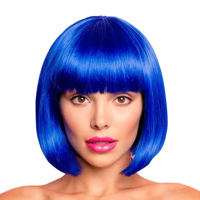 Peruca Cosplay, Kaveny, Tunsoare Bob cu Breton, pentru Carnaval, Halloween, Petreceri Tematice, din PET, Marime Universala, Albastru